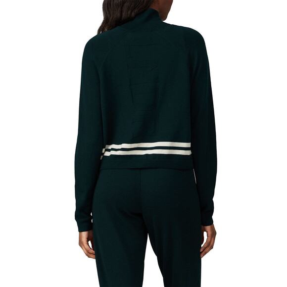 LNDR Sz XS/S Dark Green Wool Arctic Varsity Striped Turtleneck Sweater logo - Picture 2 of 5